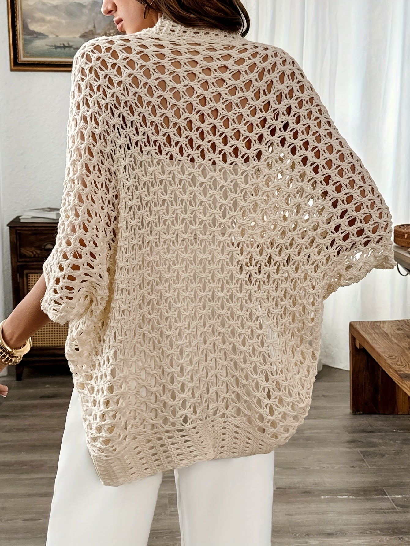 Damen Cardigan Offener Drapierter Winter Überwurf