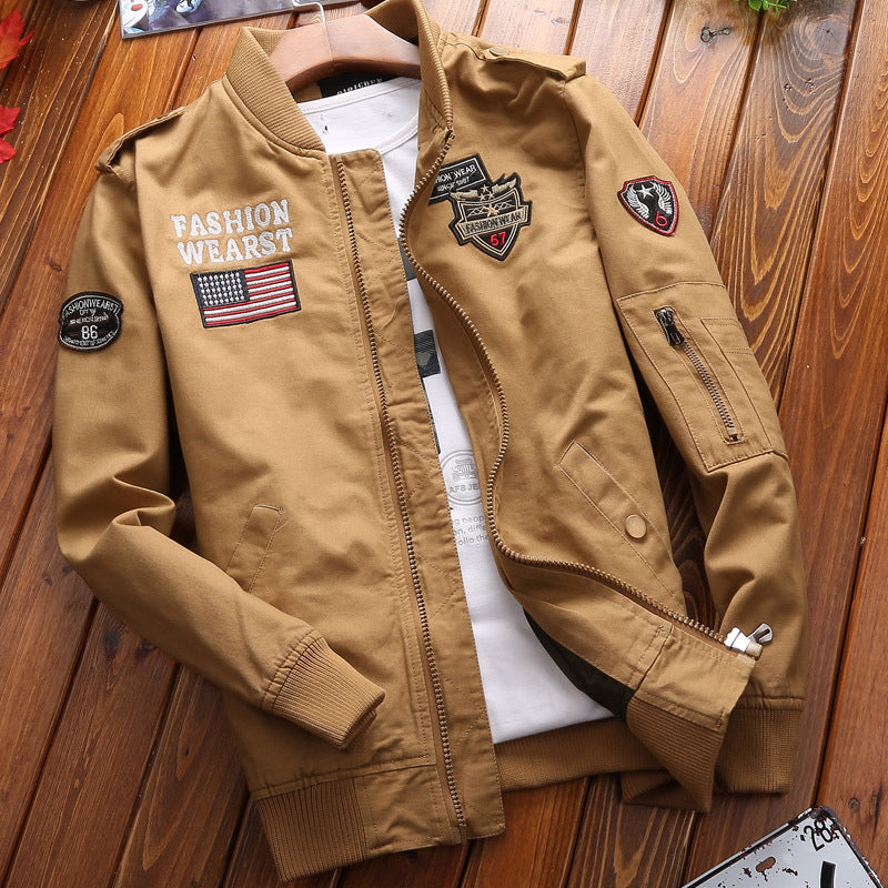 Herren Bomberjacke Modern mit Stickereien und Taschen