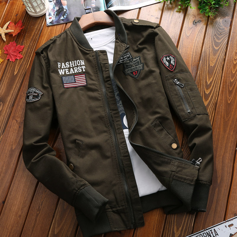 Herren Bomberjacke Leder Patches Berlin Style