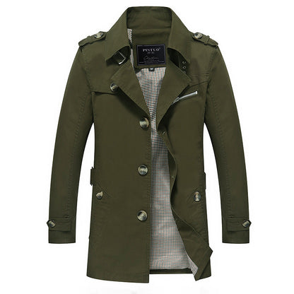 Herren Trenchcoat Jacke Modern Elegant Mit Taschen