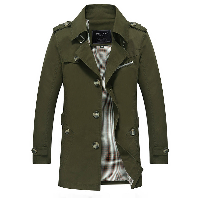 Herren Trenchcoat Jacke Modern Elegant Mit Taschen