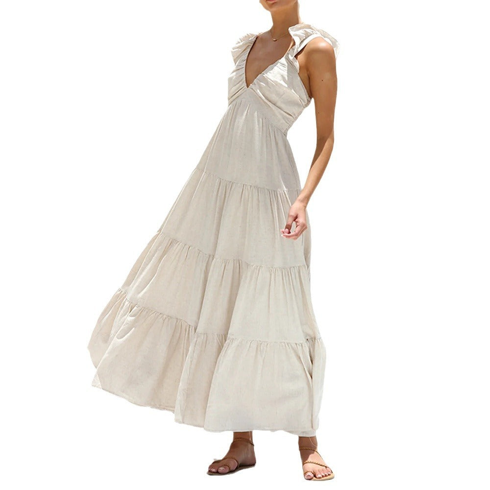 Baumwoll-Leinen Spitzenkleid ohne Ärmel von BerlinGlamour