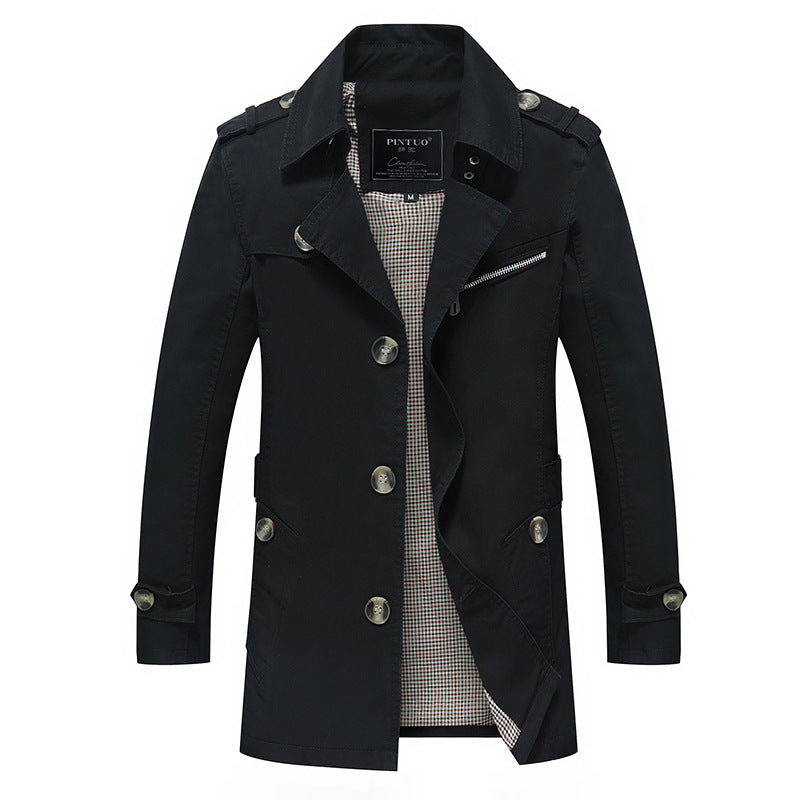 Herren Trenchcoat Jacke Modern Elegant Mit Taschen