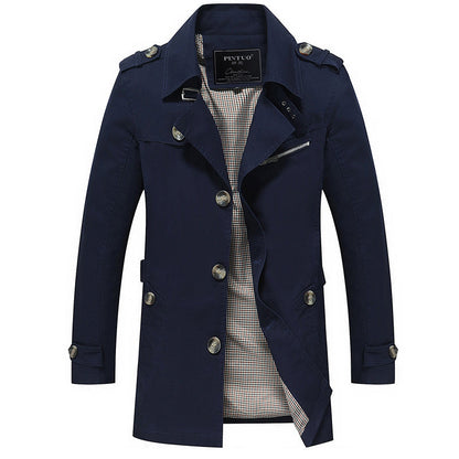 Herren Trenchcoat Jacke Modern Elegant Mit Taschen