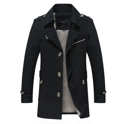 Herren Trenchcoat Jacke Modern Elegant Mit Taschen