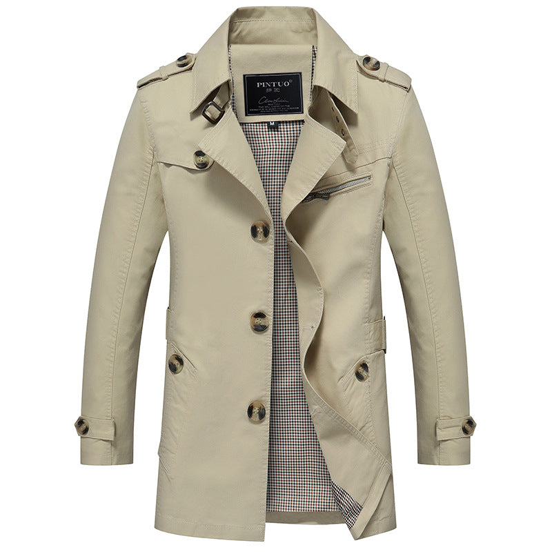 Herren Trenchcoat Jacke Modern Elegant Mit Taschen - BerlinGlamour