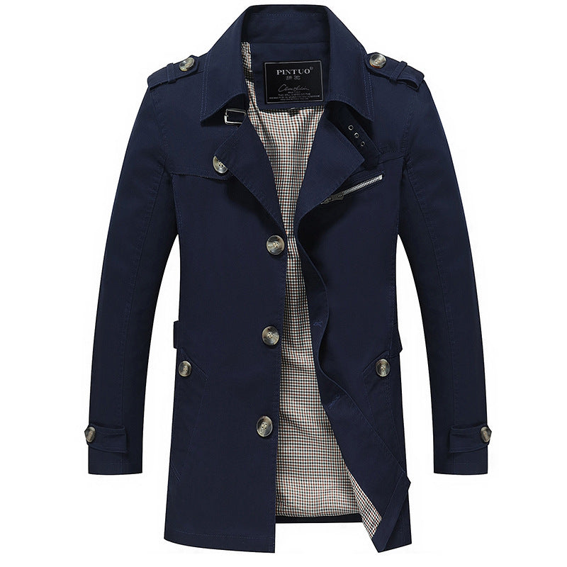 Herren Trenchcoat Jacke Modern Elegant Mit Taschen