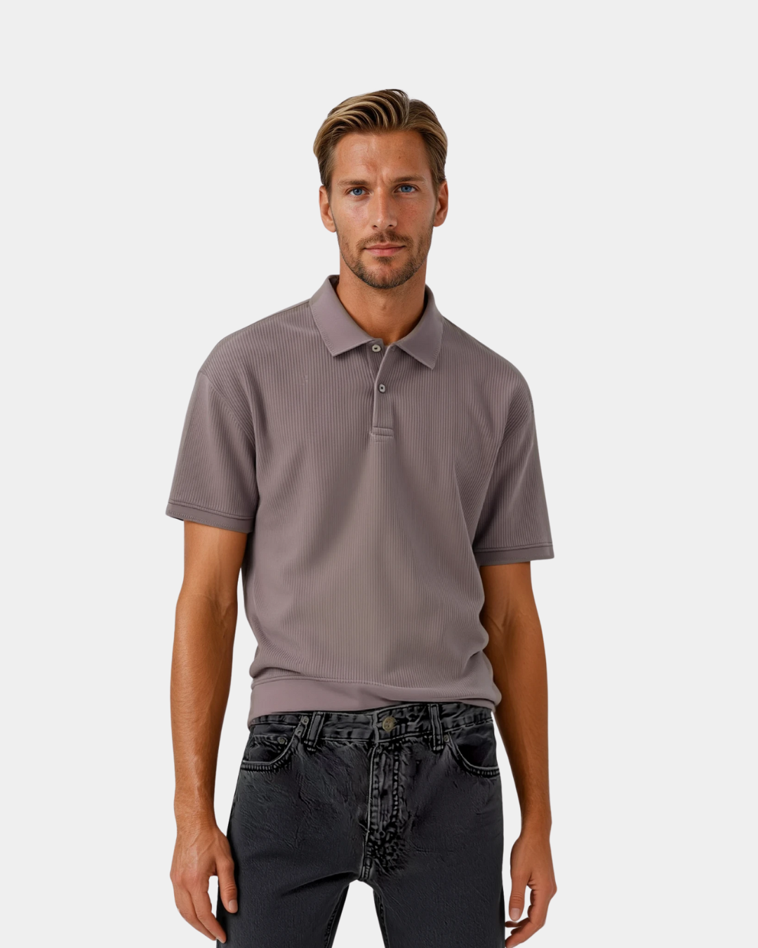 Herren Poloshirt Strick Optik Smart Casual - BerlinGlamour