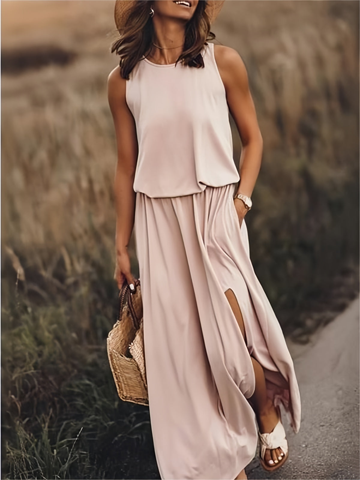 Boho Maxikleid Damen Schlicht Modern Aus Modal