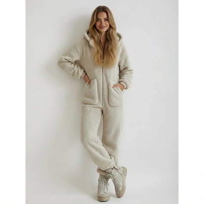 Teddy Onesie Weich Kapuze Reißverschluss Warm - BerlinGlamour