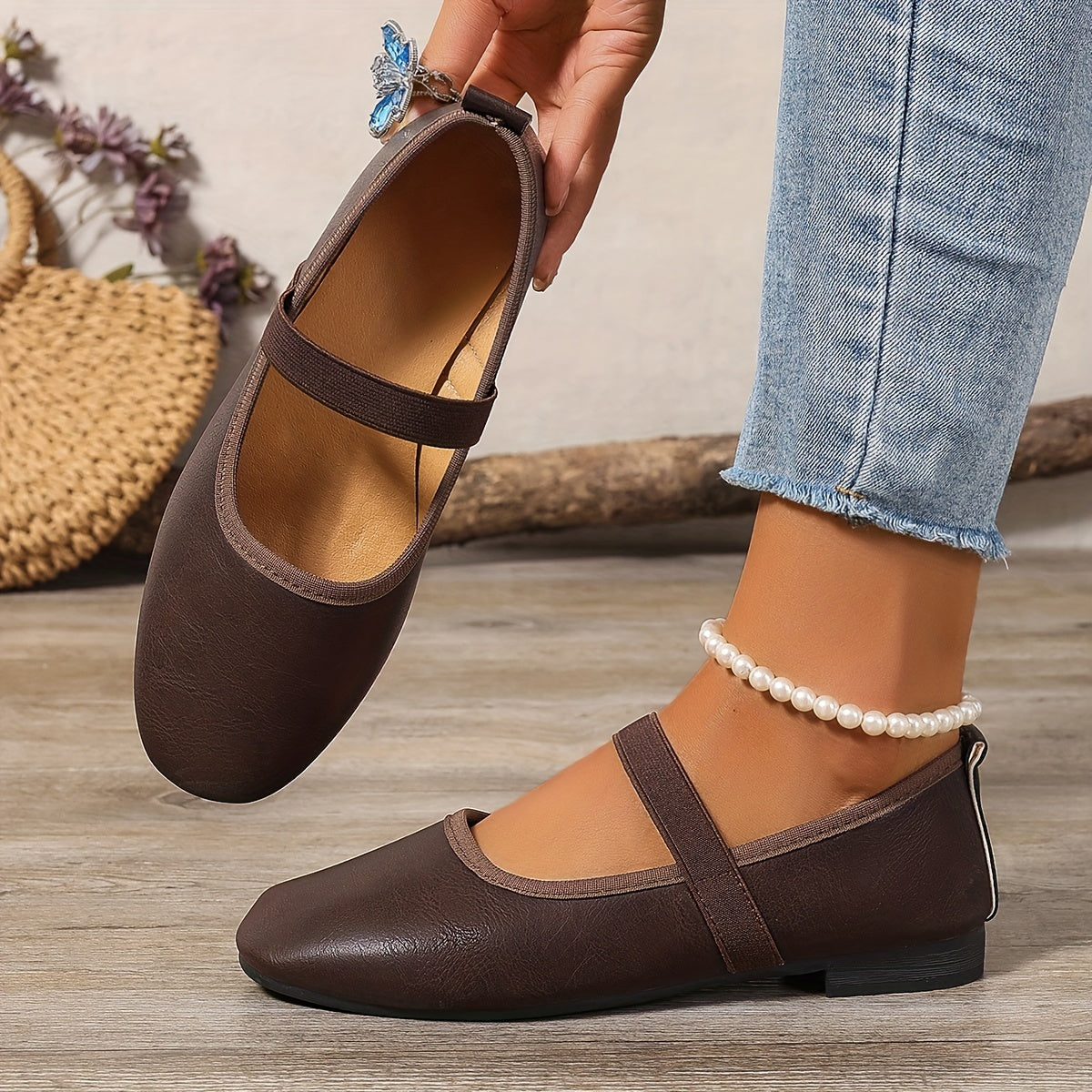 Elegante Weiße Ballerinas Mary Jane Schuhe Damen
