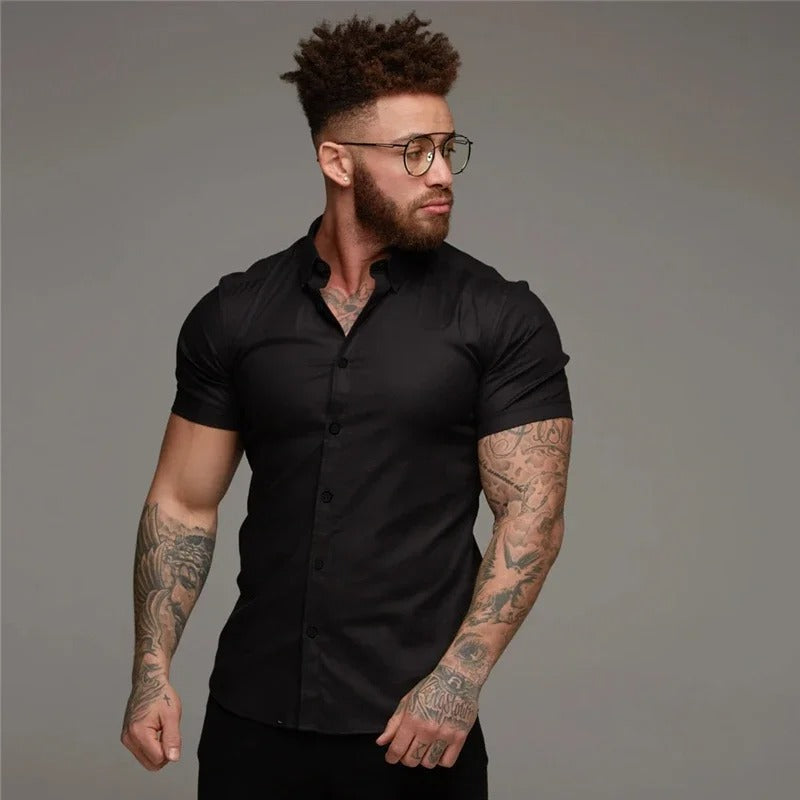 Schwarzes Slimfit Herrenhemd Business Leicht