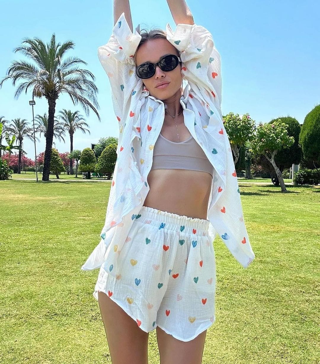 Herz-Print Zweiteiler Sommeroutfit Damen