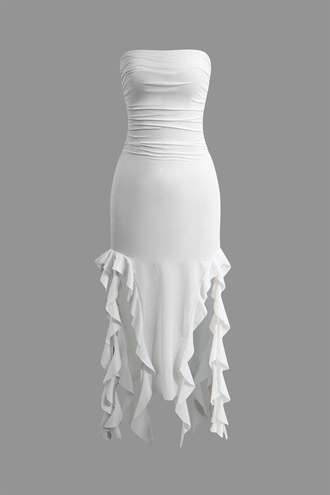 Elegantes Maxikleid mit Volant und Rüschen