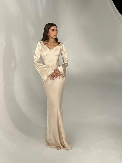Elegantes Maxi-Kleid Langärmlig Für Damen