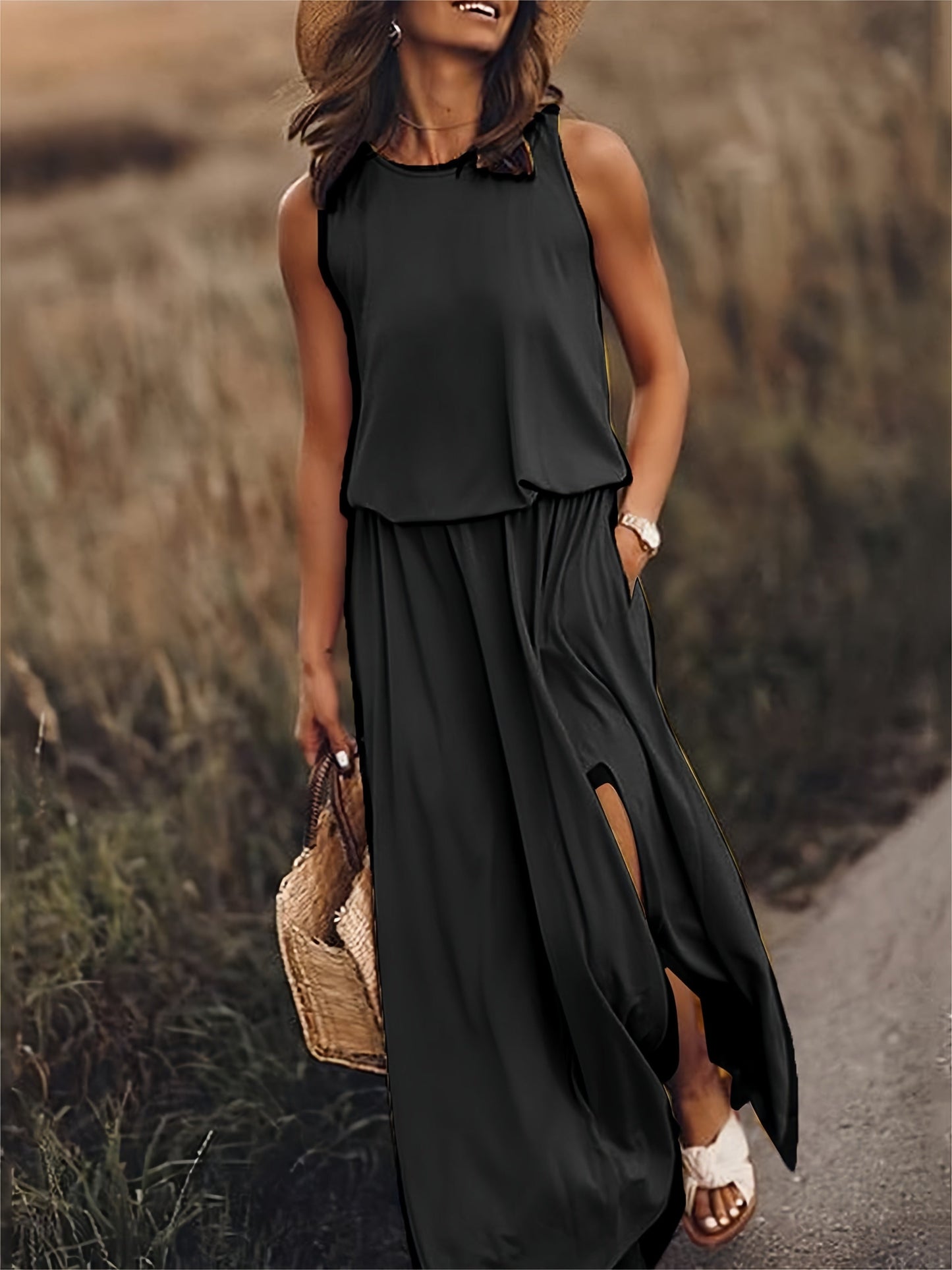 Boho Maxikleid Damen Schlicht Modern Aus Modal