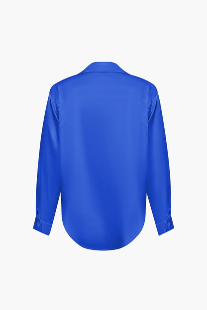 Elegante Bluse Langarm Seiden-Satin Damenbluse