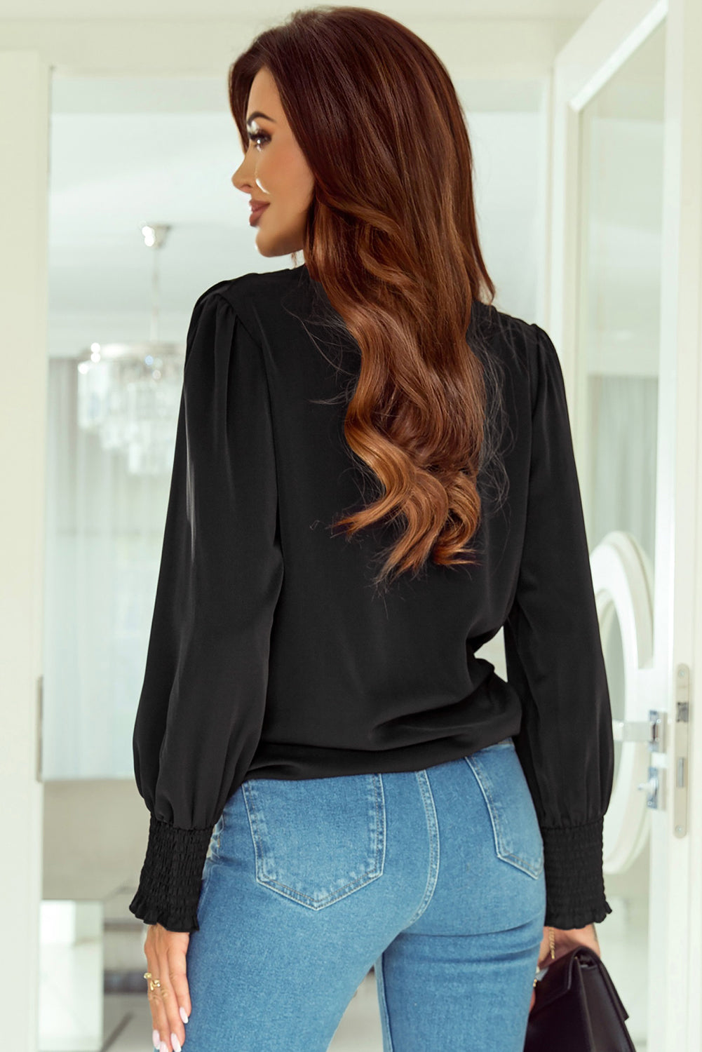 Damenbluse Wickelausschnitt Drapiert Elegent