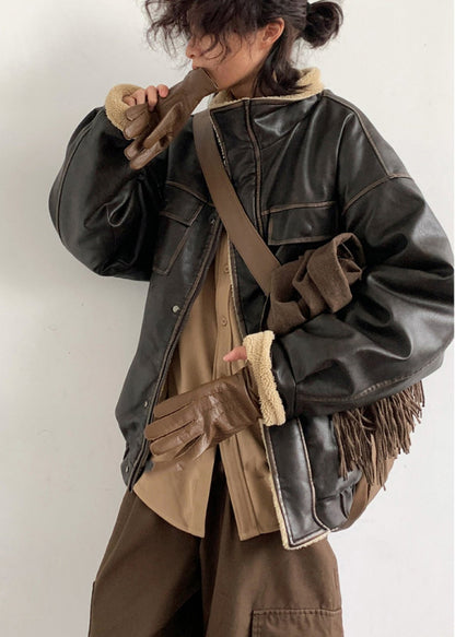 Lederjacke Lammfleece Gefüttert Unisex Stil