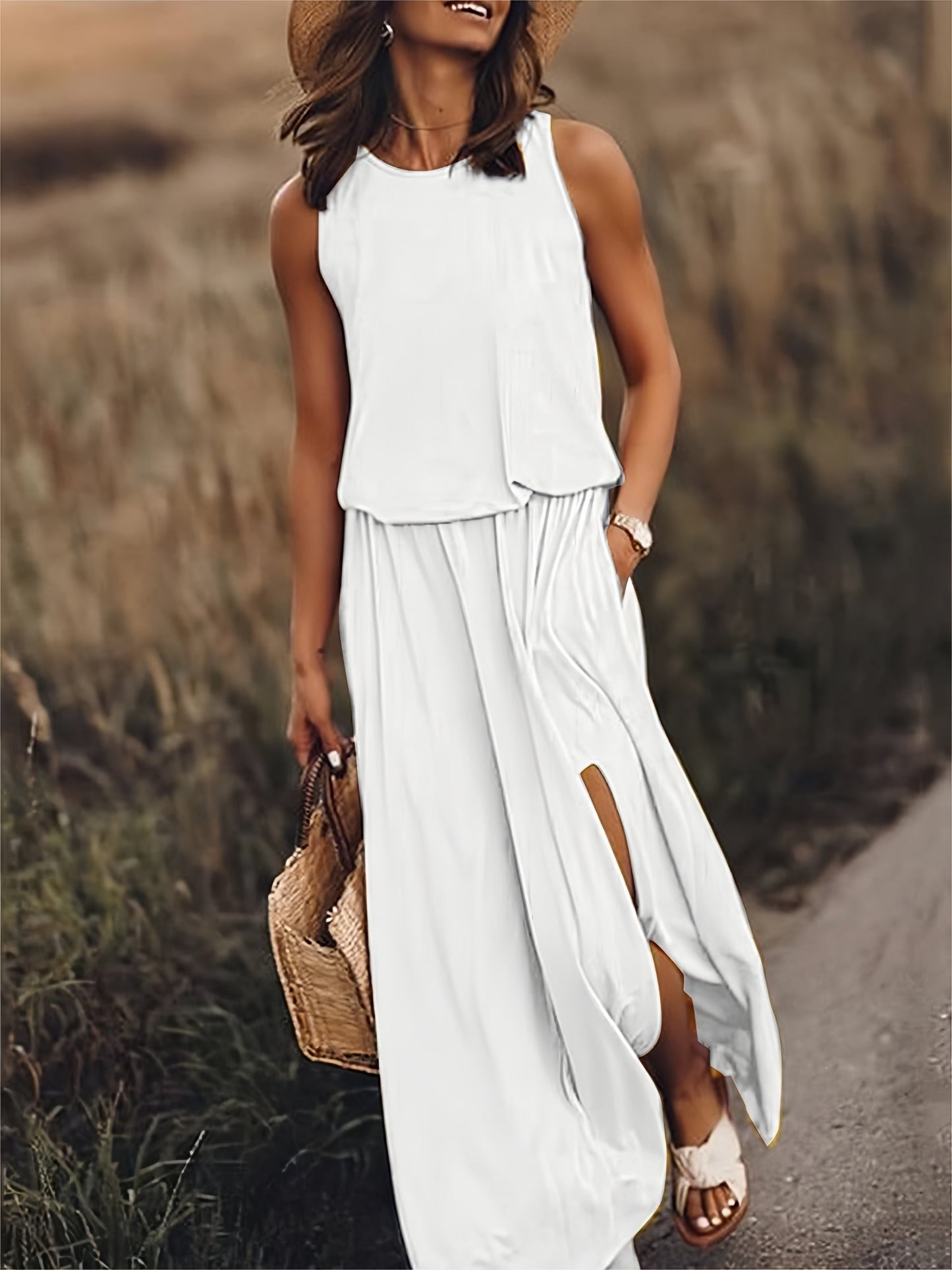 Boho Maxikleid Damen Schlicht Modern Aus Modal