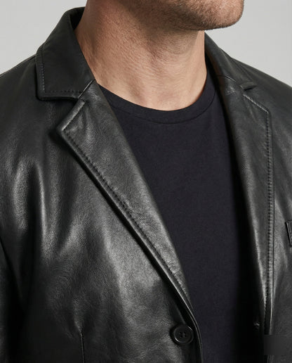Herren Blazer Kunstleder SlimFit Modern