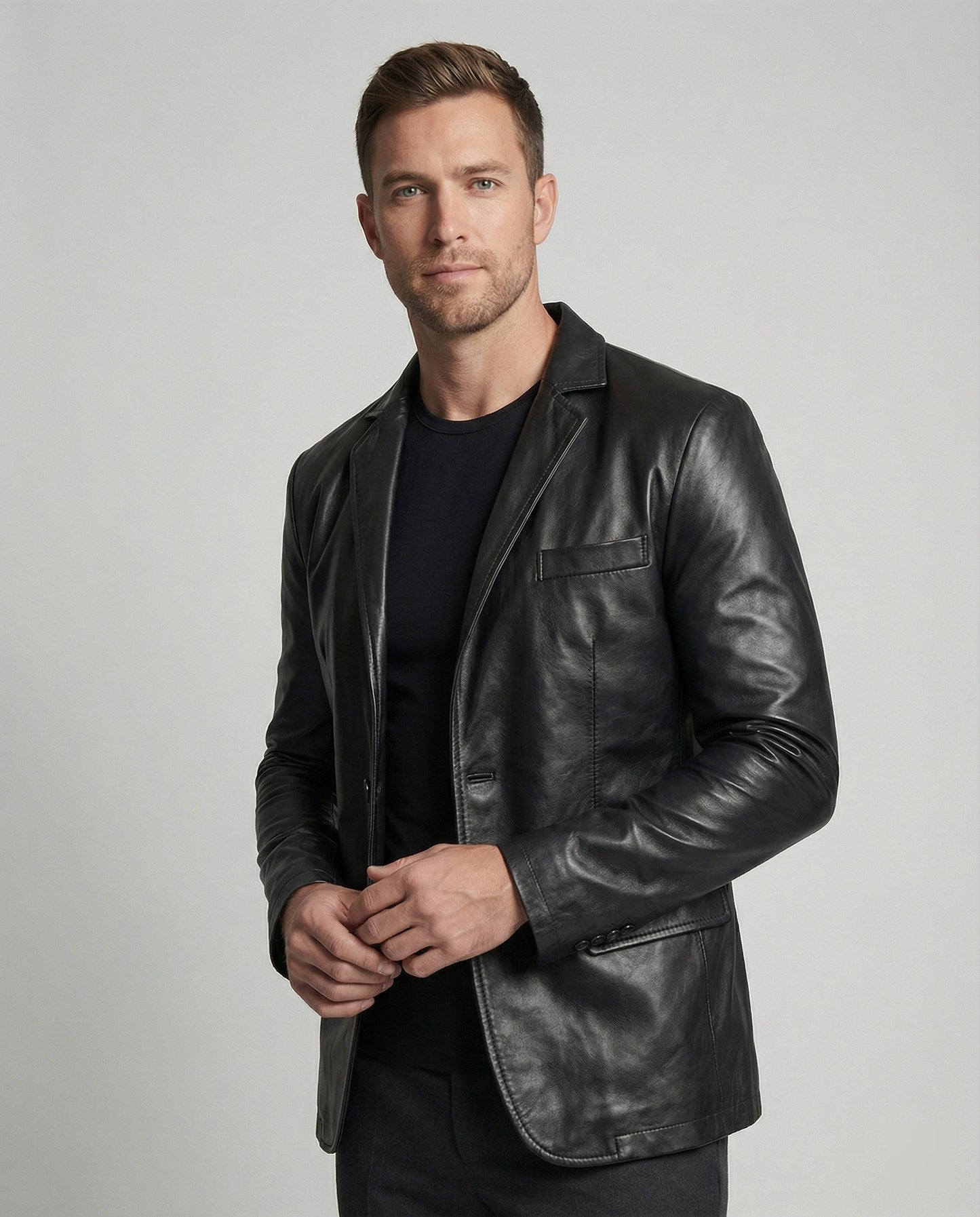 Herren Blazer Kunstleder SlimFit Modern - BerlinGlamour