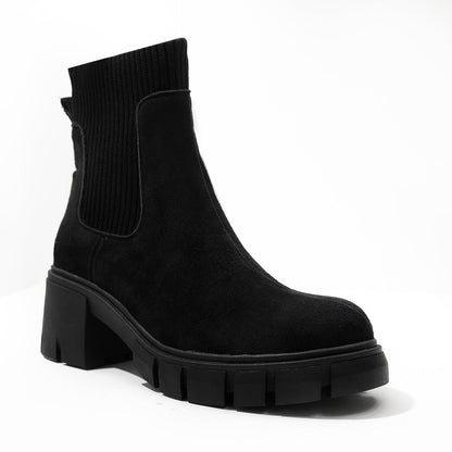 Damen Stiefelette Warme Winterstiefel Wildleder Braun