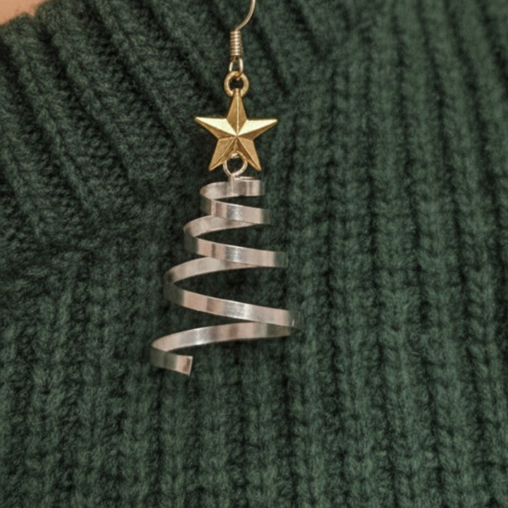 Weihnachtsbaum Ohrringe Spiral Dangle Glitzer