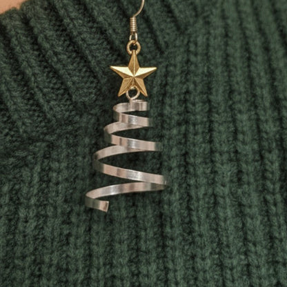 Weihnachtsbaum Ohrringe Spiral Dangle Glitzer