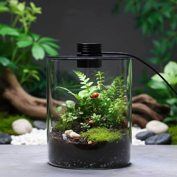 Mini Terrarium Dekovase Holz Modern
