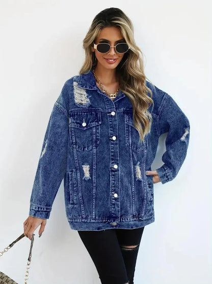 Große Damen Jeansjacke Oversized Trendy