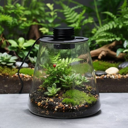 Mini Terrarium Dekovase Holz Modern