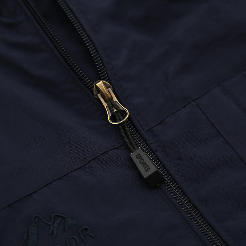 Herren Windjacke Leicht Atmungsaktiv Verstellbare Kapuze