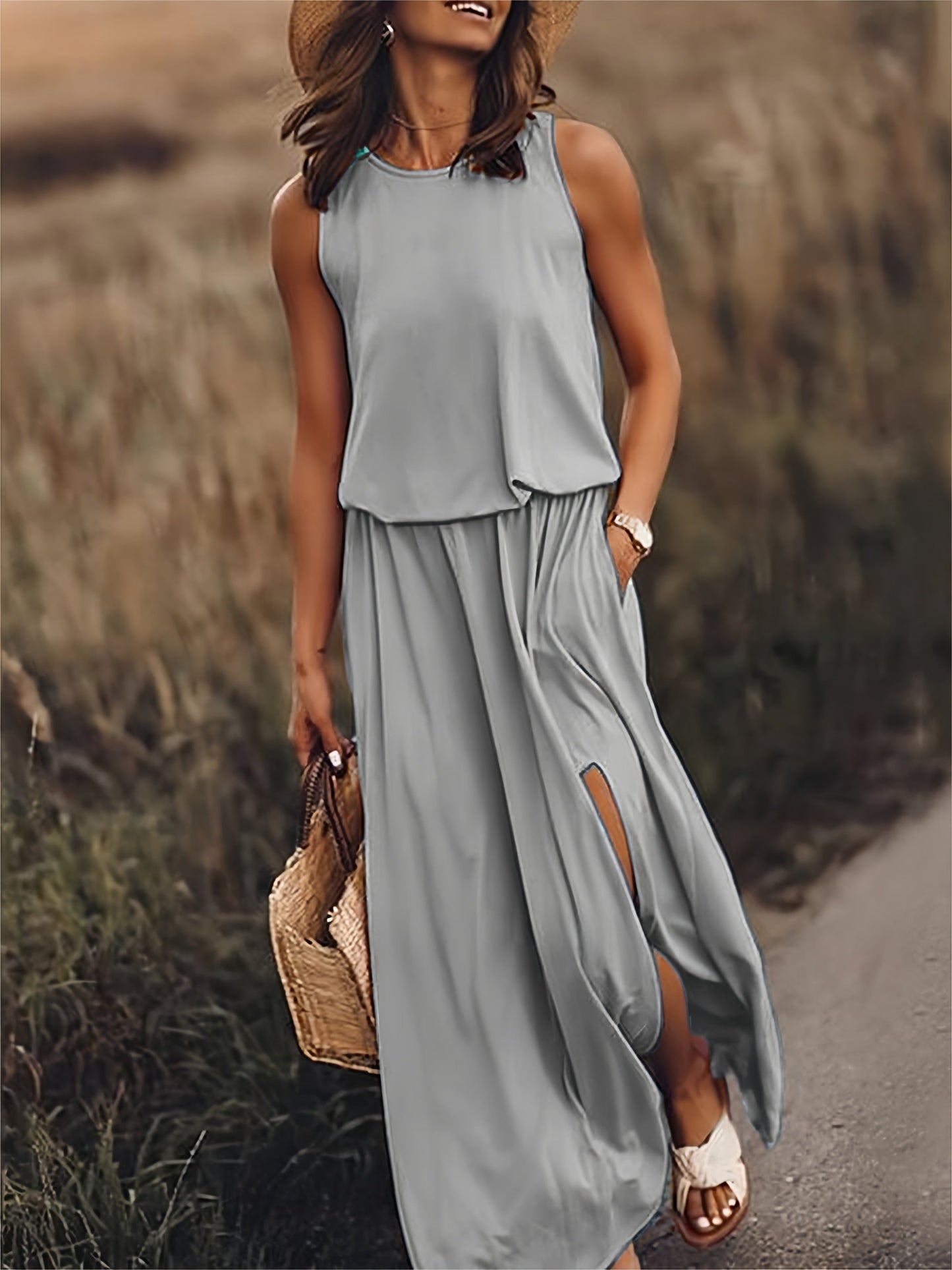 Boho Maxikleid Damen Schlicht Modern Aus Modal