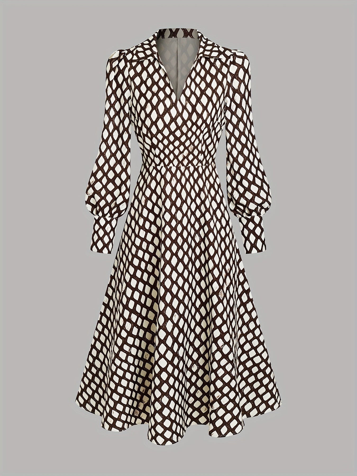 Elegante Robe mit Rautenmuster Tailliert Damen
