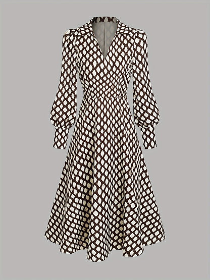 Elegante Robe mit Rautenmuster Tailliert Damen