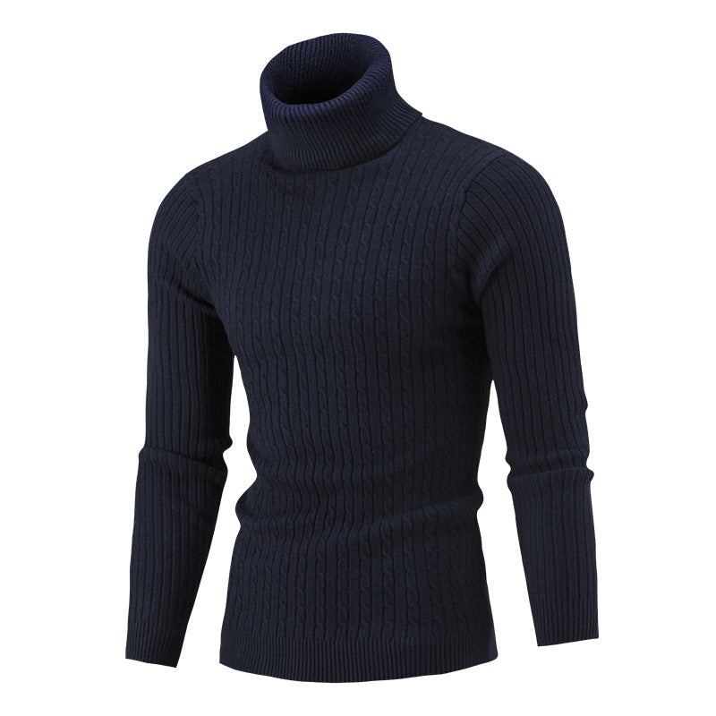 Herren Rollkragenpullover Zopfmuster Winterwarm