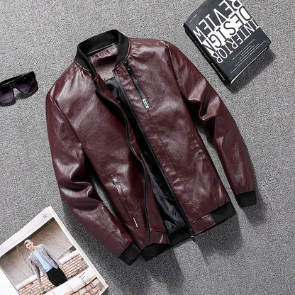 Herren Lederjacke Modern mit Taschen Schwarz Bikerstil