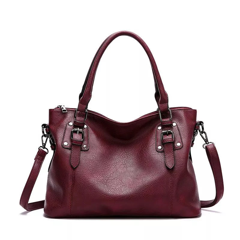 Elegante Damen Leder Umhängetasche Schwarz