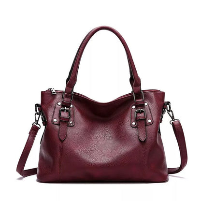Elegante Damen Leder Umhängetasche Schwarz