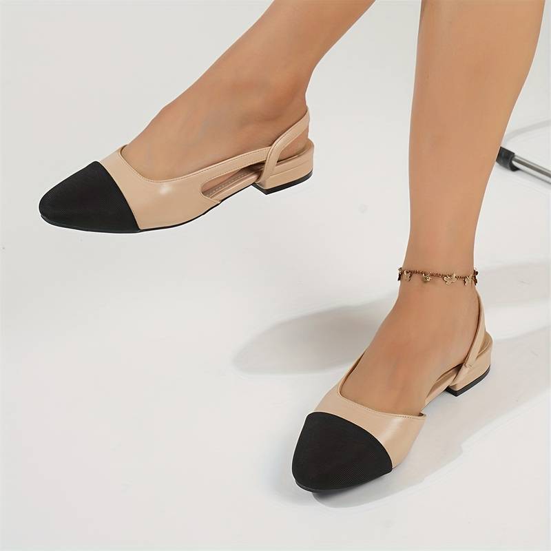 Elegante Slingback Ballerinas Schwarz Beige