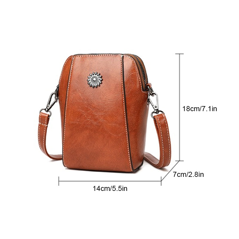 Leder Umhängetasche Elegante Damenhandtasche Schwarz