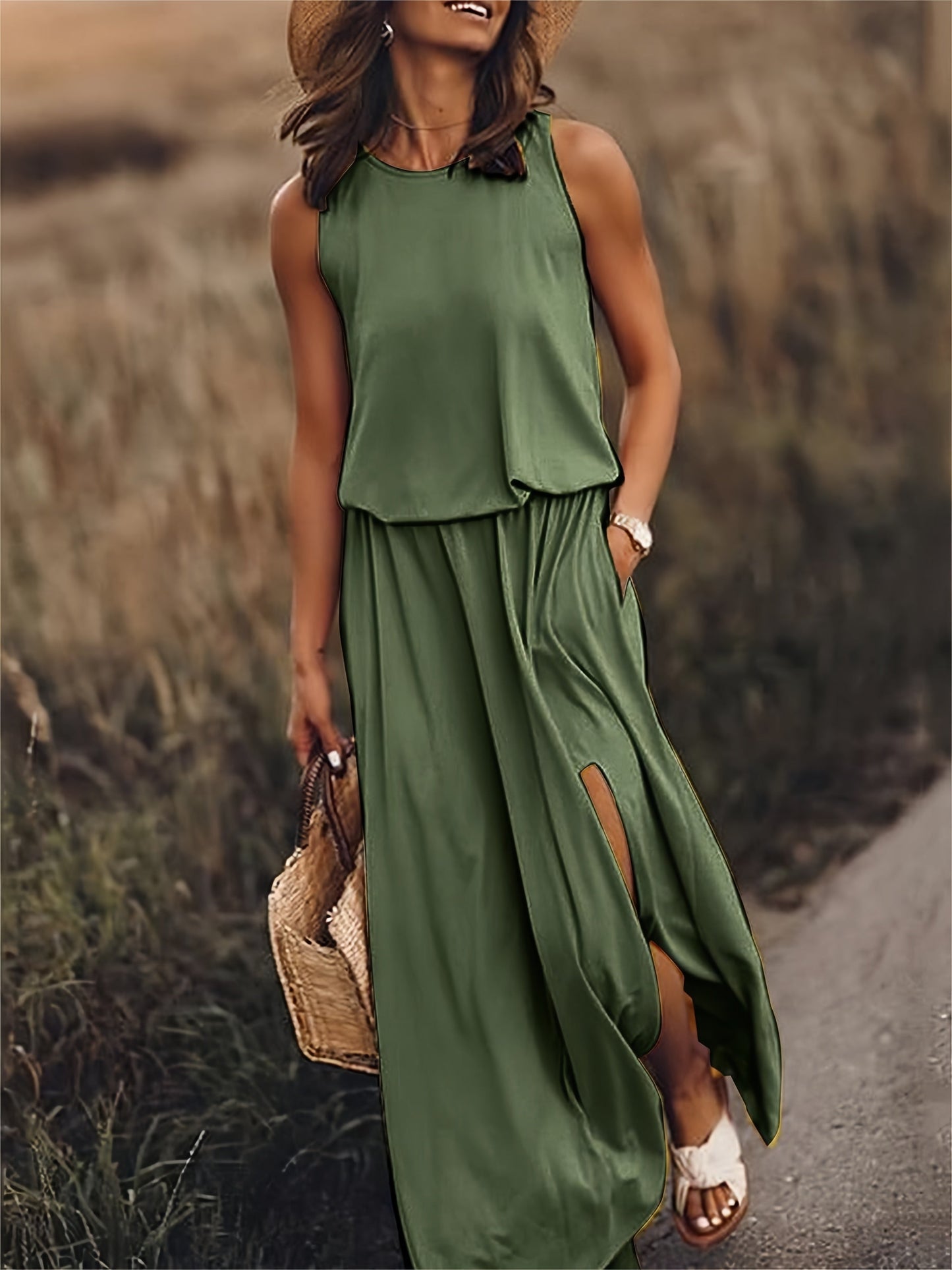 Boho Maxikleid Damen Schlicht Modern Aus Modal
