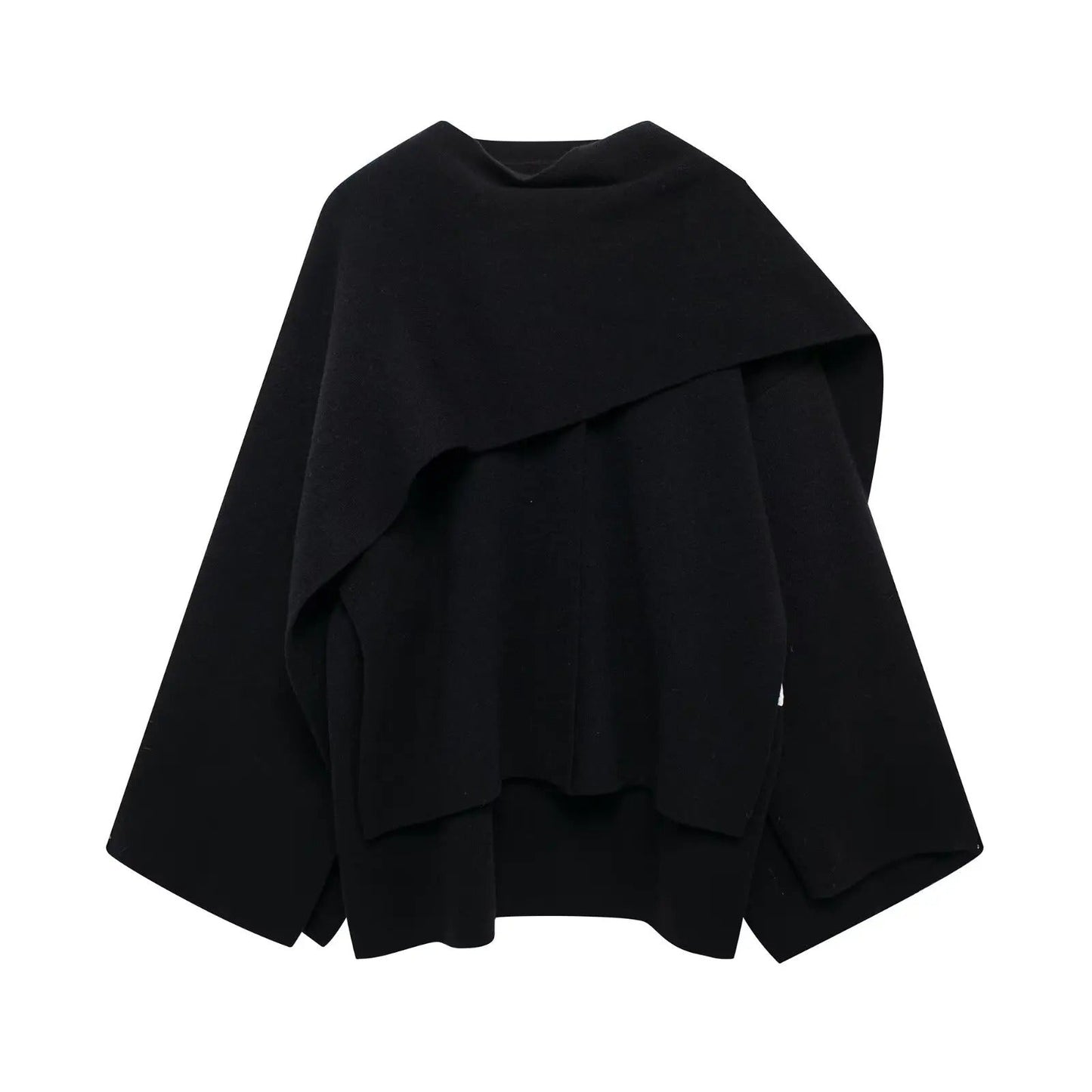 Damen Cape Mantel Elegantes Drapierter Schal