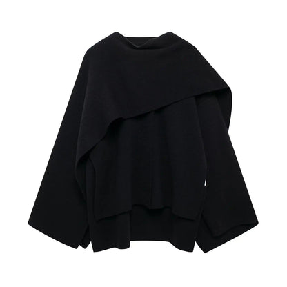 Damen Cape Mantel Elegantes Drapierter Schal