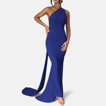 Damen Maxikleid Ein Schulter Neckholder Sommerkleid
