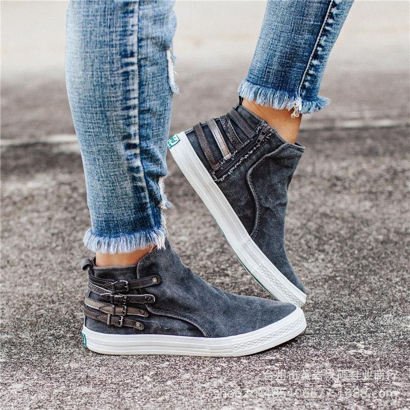 Damen Slip-On Schuhe Bequem Canvas Sneaker