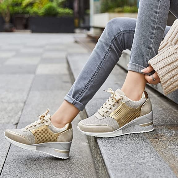 Hohe Sneaker Damen Keilabsatz Orthopädisch Bequem