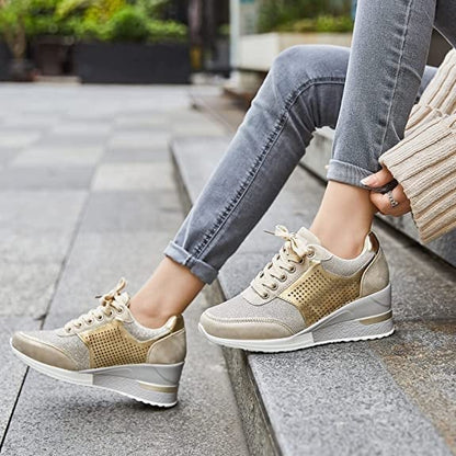 Hohe Sneaker Damen Keilabsatz Orthopädisch Bequem