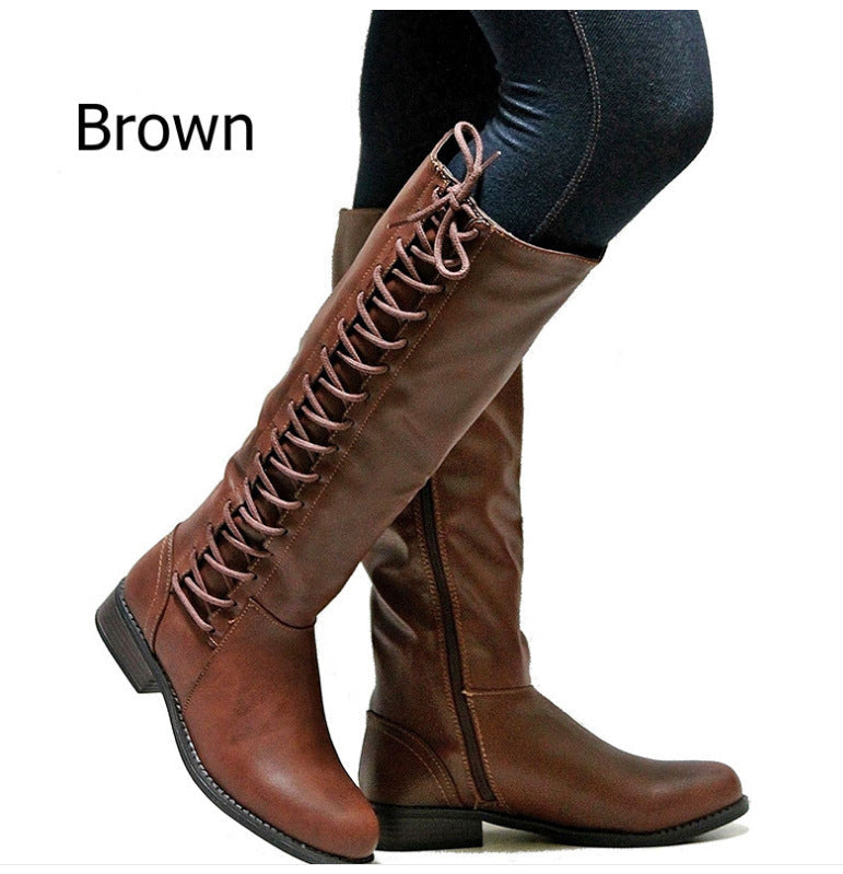 Damenstiefel Hoch Schnürstiefel Elegante Frauenstiefel